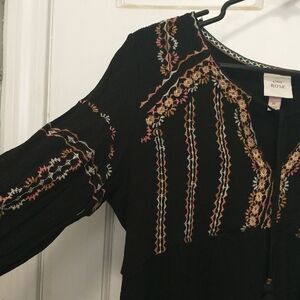 Knox Rose Black Dress with Multicolor Trim